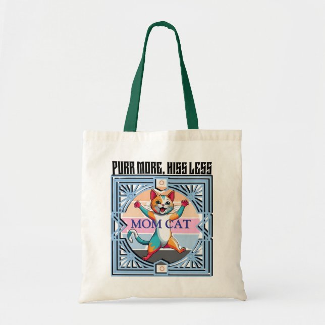 Funny Cat Tote Bag – Purr More Hiss Less (Front)