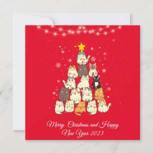 Funny cat tree christmas holiday card