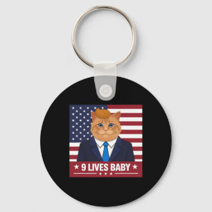 Funny Cat Trump 9 Lives Baby Funny Vote For Trump  Keychain