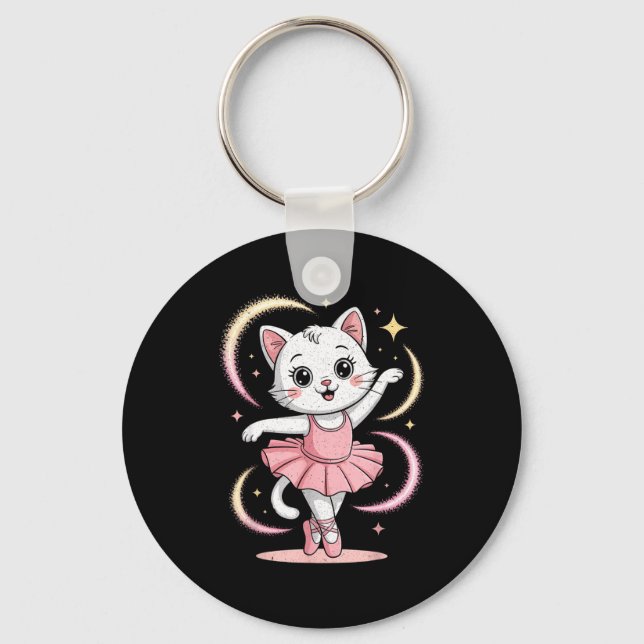 Funny Cat Tutu Ballet Dancing Ballet Keychain (Front)