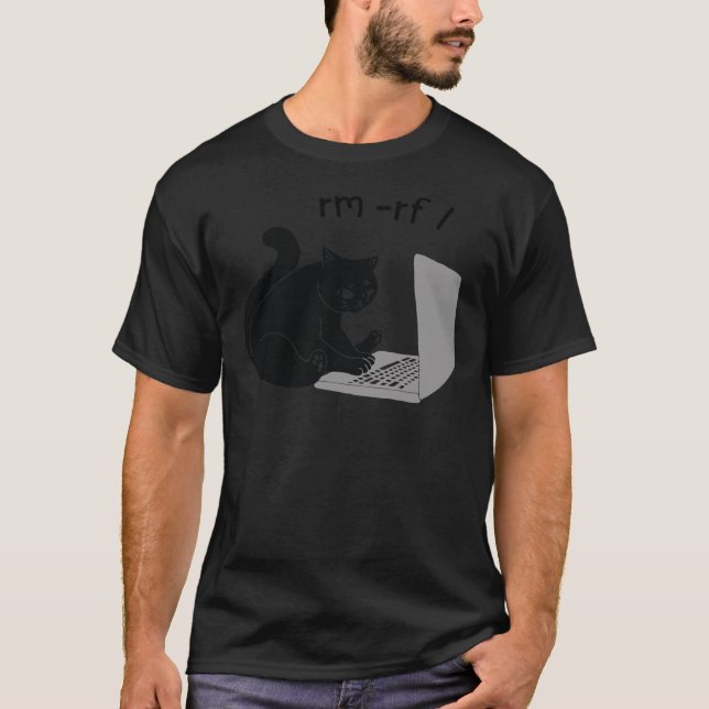 Funny Cat Typing on laptop computer Classic T-Shir T-Shirt (Front)