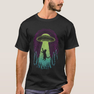 Funny Cat UFO Alien Cat Mom Cat Dad Retro Humour V T-Shirt