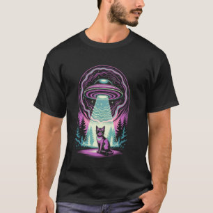 Funny Cat UFO Alien Cat Mom Cat Dad Retro Humour V T-Shirt