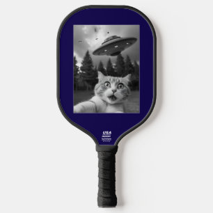 Funny Cat UFO Selfie Pickleball Paddle