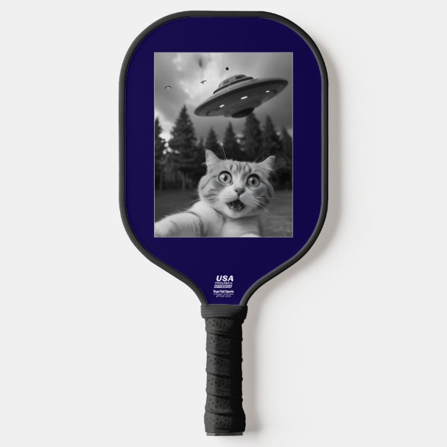 Funny Cat UFO Selfie Pickleball Paddle (Front)