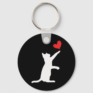 Funny Cat Valentine Cute Heart Cat Lover Valentine Keychain
