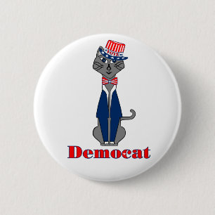 Funny Cat Vote Democat Politics 2 Inch Round Button
