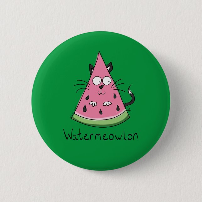 Funny Cat Watermelon Cute Kids 2 Inch Round Button (Front)