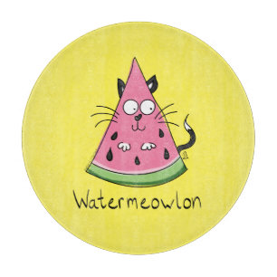 Funny Cat Watermelon Cute Kids Cutting Board