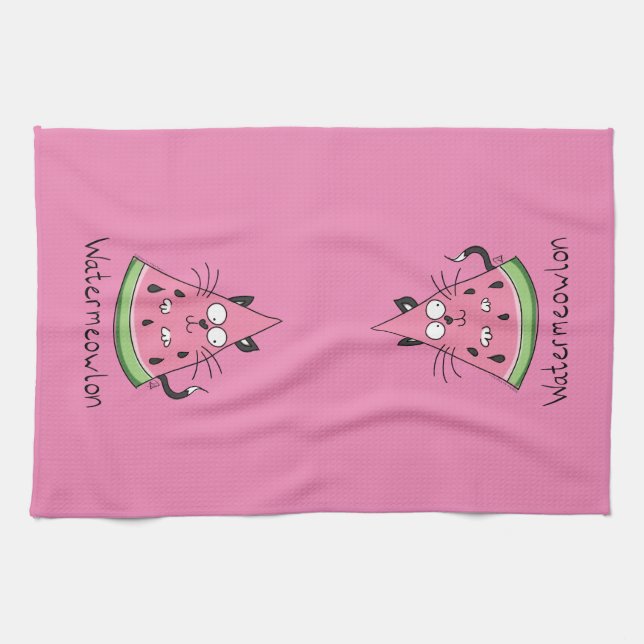 Funny Cat Watermelon Cute Kids Kitchen Towel (Horizontal)