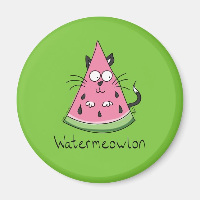 Funny Cat Watermelon Cute Kids Magnet (Front)