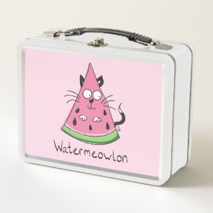 Funny Cat Watermelon Cute Kids Metal Lunch Box