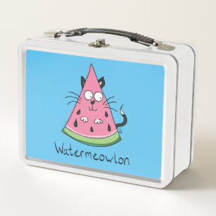 Funny Cat Watermelon Cute Kids Metal Lunch Box