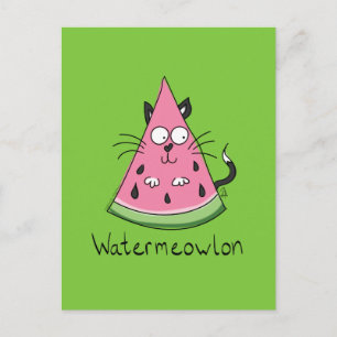 Funny Cat Watermelon Cute Kids Postcard