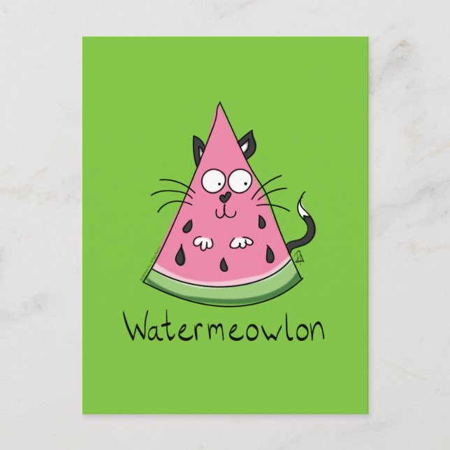 Funny Cat Watermelon Cute Kids Postcard (Front)