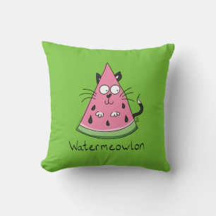 Funny Cat Watermelon Cute Kids Throw Pillow