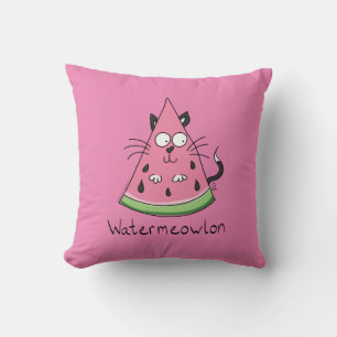 Funny Cat Watermelon Cute Kids Throw Pillow
