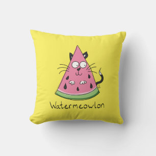 Funny Cat Watermelon Cute Kids Throw Pillow