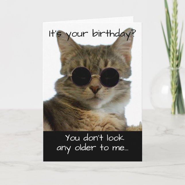 Funny Cat Wearing Glasses Birthday Card (Front)