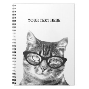 Funny cat wearing glasses photo notebook design
