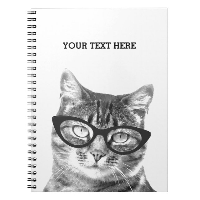 Funny cat wearing glasses photo notebook design (Front)