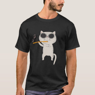 Funny Cat Wearing Sunglasses And Playing Flute T-Shirt