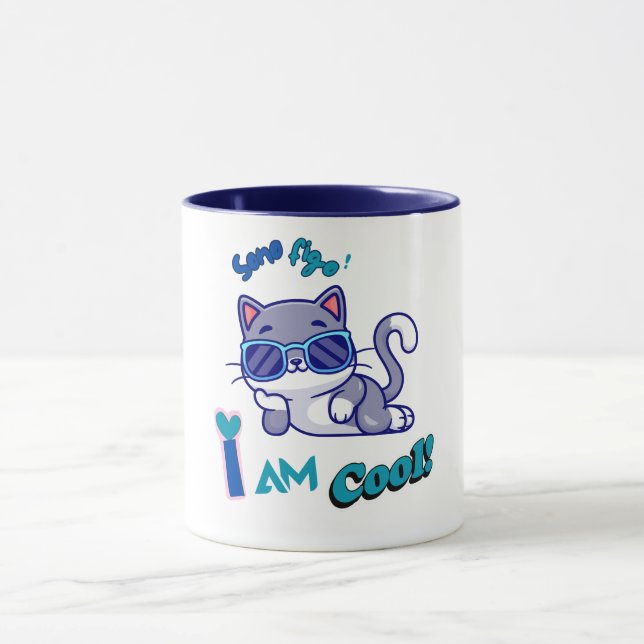 Funny Cat Wearing Sunglasses I am Cool  Mug (Center)