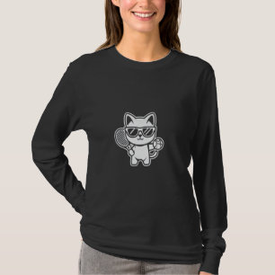 Funny Cat Wearing Sunglasses Playing Tennis 1 T-Shirt