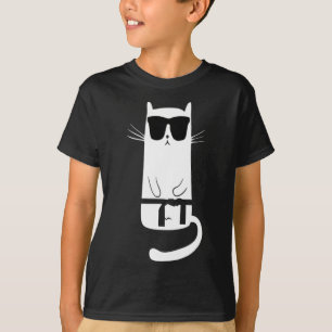 Funny Cat Wearing Sungles Karate Judo Black Belt F T-Shirt