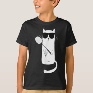 Funny Cat Wearing Sungles Playing Badminton T-Shirt