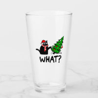 Funny Cat What Black Cat Pushing Christmas Tree T-