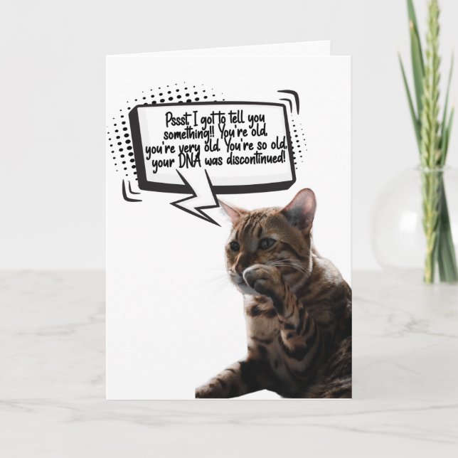 Funny Cat Whispering Birthday Greeting Card (Front)