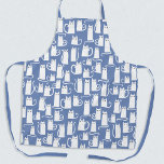 Funny Cat White Blue Apron<br><div class="desc">Fun little white kitty cats on a blue background, purrfect for animal lovers. Original art by Nic Squirrell.</div>