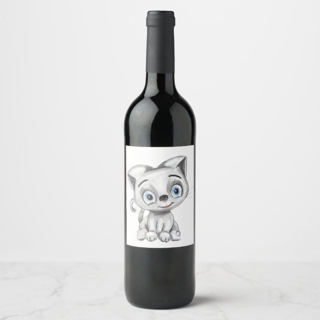 Funny Cat Wine Label – Cute Personalized Gift  (Front)