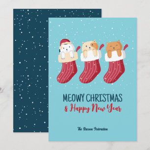 Funny Cat Winter Holiday Meowy Christmas Card