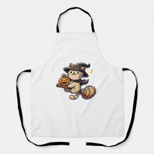 Funny Cat Witch Halloween Costume Broom Stick Boys Apron