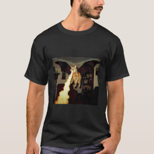 Funny Cat with Bat Wings Meme Cat Dragon Fire Brea T-Shirt