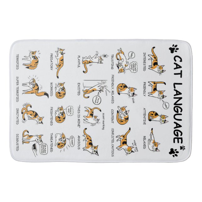 Funny Cat With Body Language Lovely Emotions Bath Mat (Front)