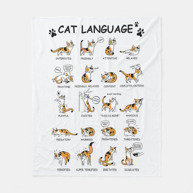 Funny Cat With Body Language Lovely Emotions Fleece Blanket (Front)