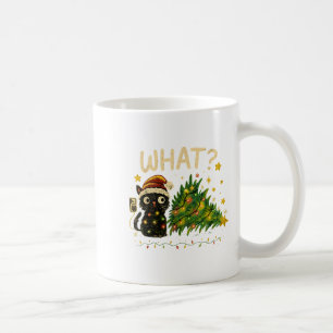 Funny Cat With Christmas Lights And Fallen Tree Ar Coffee Mug