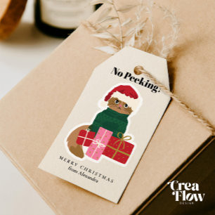 Funny Cat with Christmas Sweater Gift Tag
