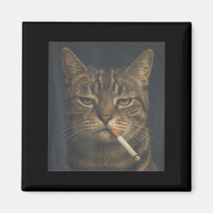Funny Cat With Cigarette Sarcastic Meme Smoking Ca Magnet