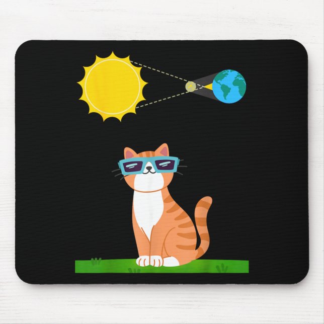 Funny cat with Eclipse Gles cat Owner Solar Mouse Pad (Front)
