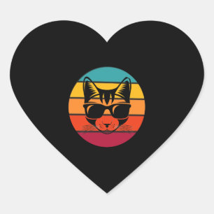 Funny cat with glasses heart sticker
