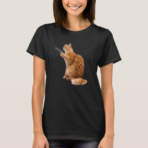 Funny Cat with Gun Kitten T-Shirt