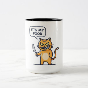 Funny Cat with Knife Two-Tone Coffee Mug