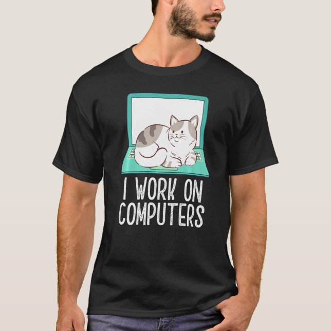 Funny Cat Work From Home T-Shirt (Front)