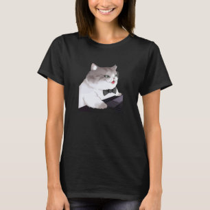 Funny Cat working on a Laptop, Love Cats T-Shirt