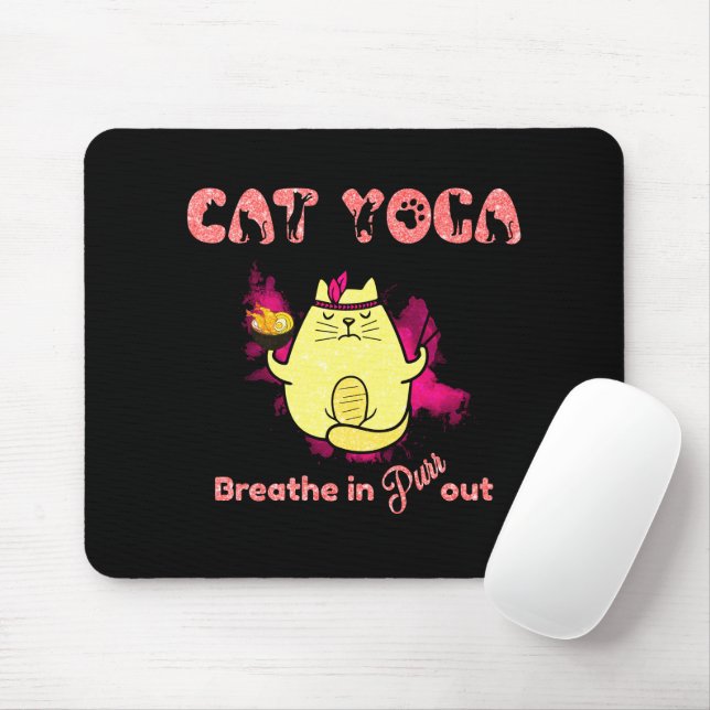 Funny Cat Yoga Mouse Pad (With Mouse)
