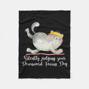 Funny Cat Yoga Quotes Silently Judging  Fleece Blanket
